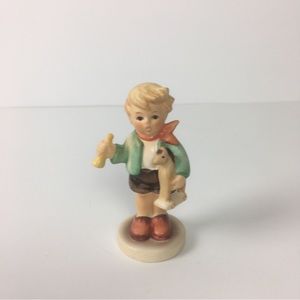 Goebel Hummel Boy with Horse Horn Figurine Signed German Porcelain VTG 1960’s